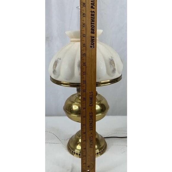 Aladdin Brass Table Lamp w/ Hand-Painted Milk Glass Shade – Model Works - Picture 12 of 12